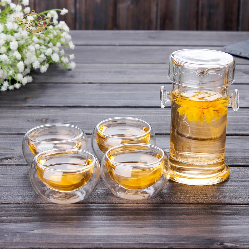 Small Gongfu Tea Clear Borosilicate Glass Teapot Heat Resistant Jug with Strainer for Handheld Coffee and Drinkware
