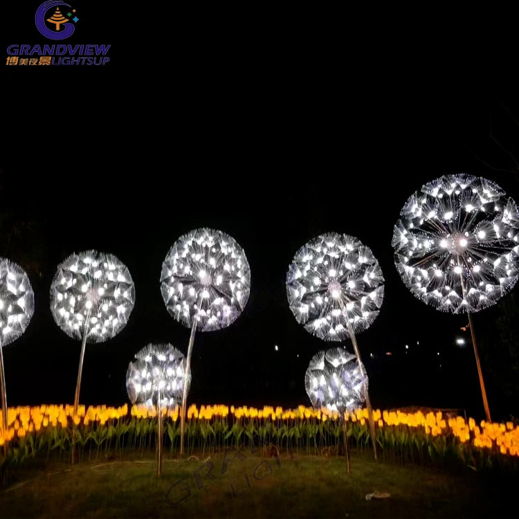 3D Large Fiber Optic Flower Lights Waterproof Artificial LED Dandelion Decorative Flower Lights