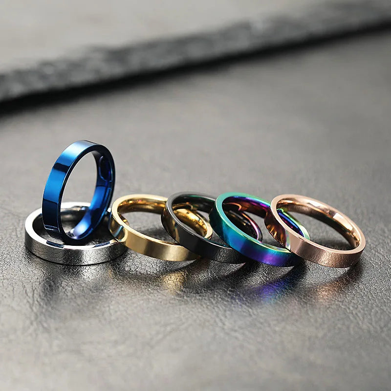 Wholesale Ring for Women Engagement Wholesale INS Style 4mm Stainless Steel Ring Jewelry18 K Gold Plated Wedding Couple Ring