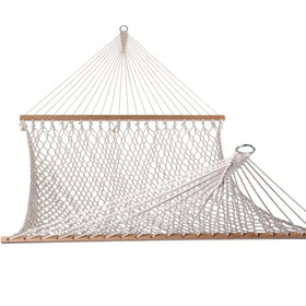 Modern Cotton Boho Woven Rope Swing Hammock Hand-wooven Wood Mesh for Bedroom Portable Outdoor Yard Garden Camping Park Use