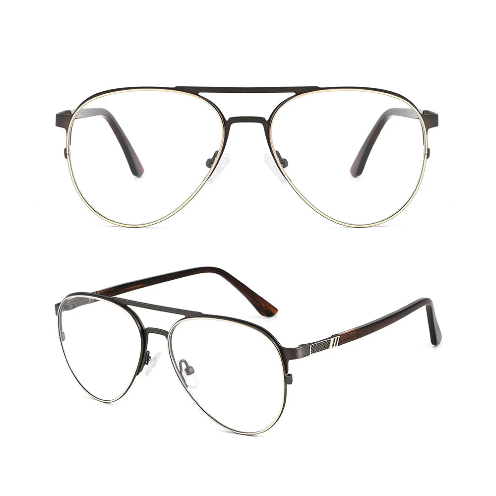 2024 New Fashion Double Bridge Oval Shape Optical Glasses Metal Optical Frame Eyeglasses Metal Frames for Women Men