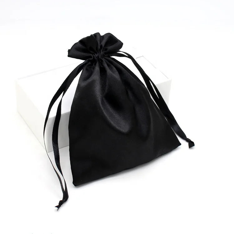 Black White Red Silk Satin Gift Bag Dust Bag Storage Pouch with Custom Logo
