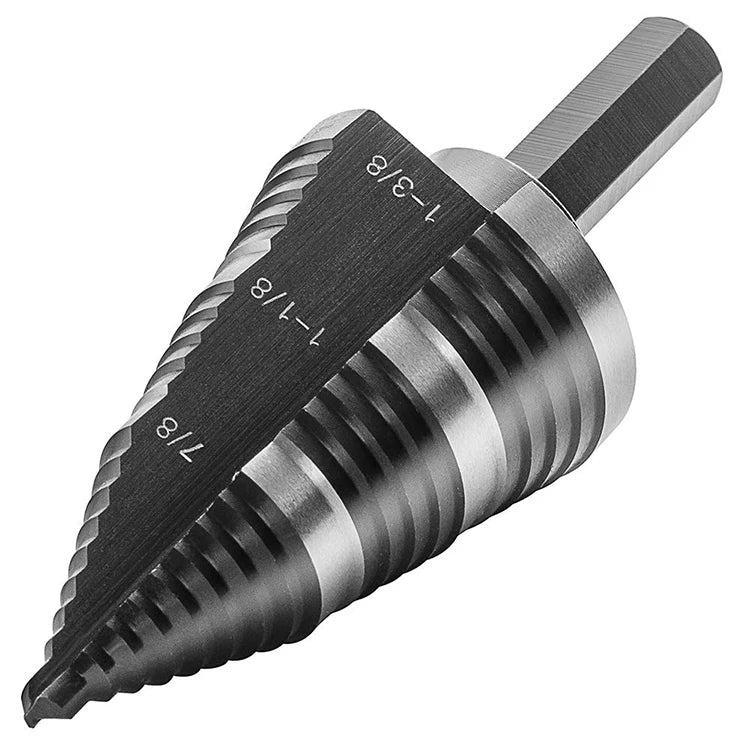 DZ 19 Sizes Double Fluted Step Drill Bit for Cutting Metal Hole From 3/16 to 1-3/8 Inch