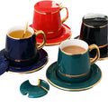 Light Luxury Ceramic Coffee Cup and Saucer Set with Gold Painted Finish Afternoon Tea Gift Box
