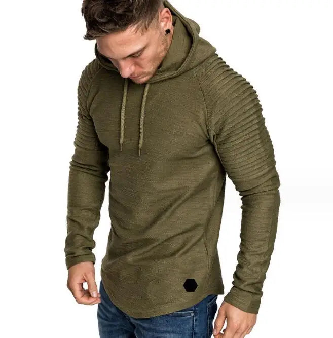 High Quality Men's Hoodies Sweatshirts Men Streetwear Pullover Wholesale Custom Logo Pleated Long Sleeve Hoodies