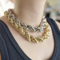 Meetyoo Alloy Punk Rope Chain Necklace Thick Big 18K Gold Plated Waterproof Non Tarnish Chain Necklace for Men's Necklace