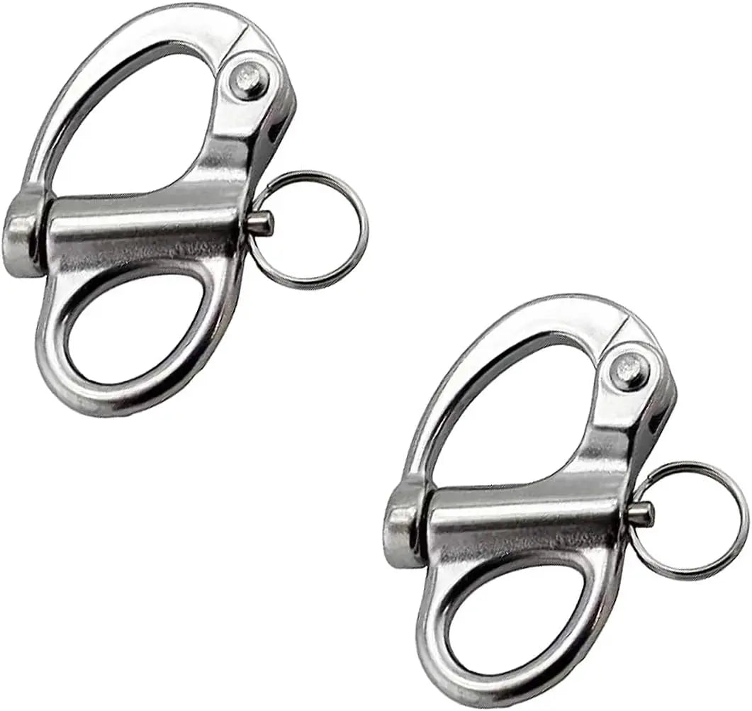 Stainless Steel 316 Mini Carabiner Quick Release Marine Shackle Clip 2PCS for Sailboat Rigging & Mining Applications