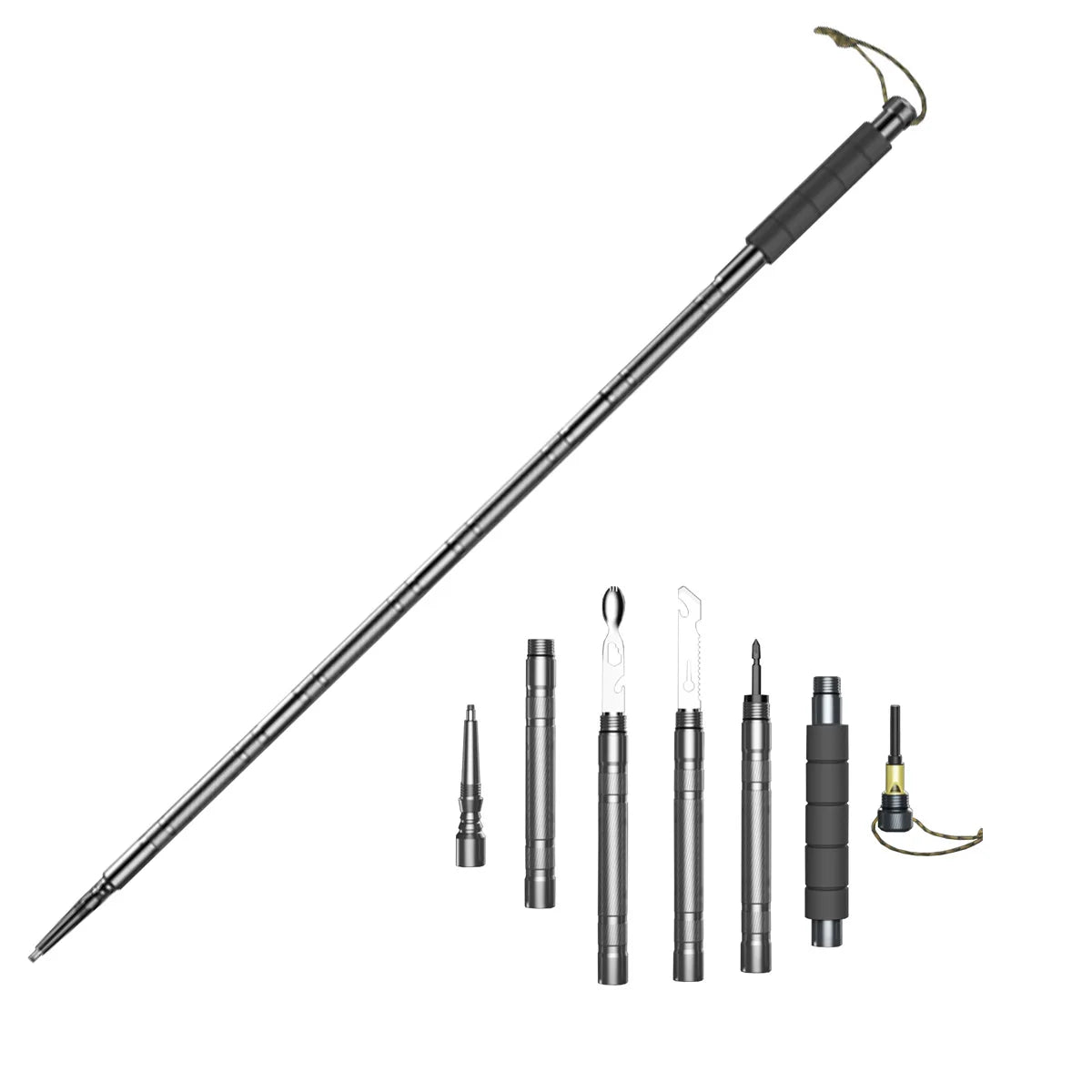 Aluminum Hiking Multifunctional Tactical Trekking Poles Walking Hiking Cane