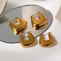 Minimalist Hypoallergenic Waterproof 18k Gold Plated Stainless Steel Jewelry Chunky Thick U Shaped Hoops Earrings YF2625