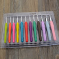 Crochet Hook Set 2.0-8.0mm 12pcs/set Aluminum Ergonomic Crochet Needles with Colorful Soft Rubber Grip Cushioned Handles Needles