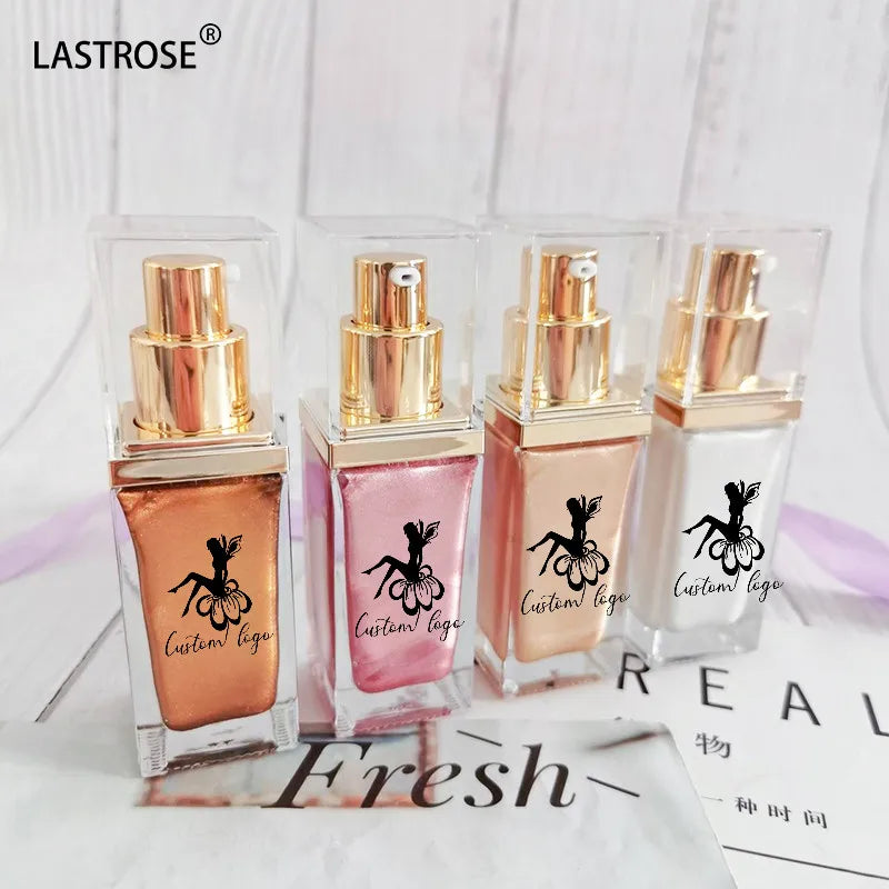 Private Label Face Highlighter Makeup Contour Long Lasting Highlight Bronze Golden Glow Glitter Body Shimmer Oil