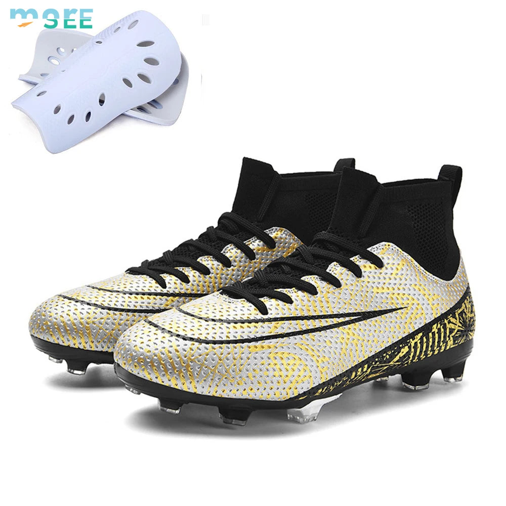 SeeMore Brand High Gripping Power Comfortable Breathable Professional Turf Shoes Football Cleats Kit With Shin Pads