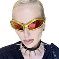 2024 Trendy Sport Sunglasses for Women Furturistic Wrap Around Shades in Blue and White Frames Popular Fashion Sun Glasses