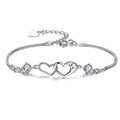 High-end Sense 925 Sterling Silver Bracelet Zircon Heart Rhodium Plated Engagement Wedding Party Jewelry Women