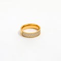 High End 18K Plain Gold Three Layer Micro Half Pave Ring Stainless Steel Trendy Simple Gold Plated Jewelry