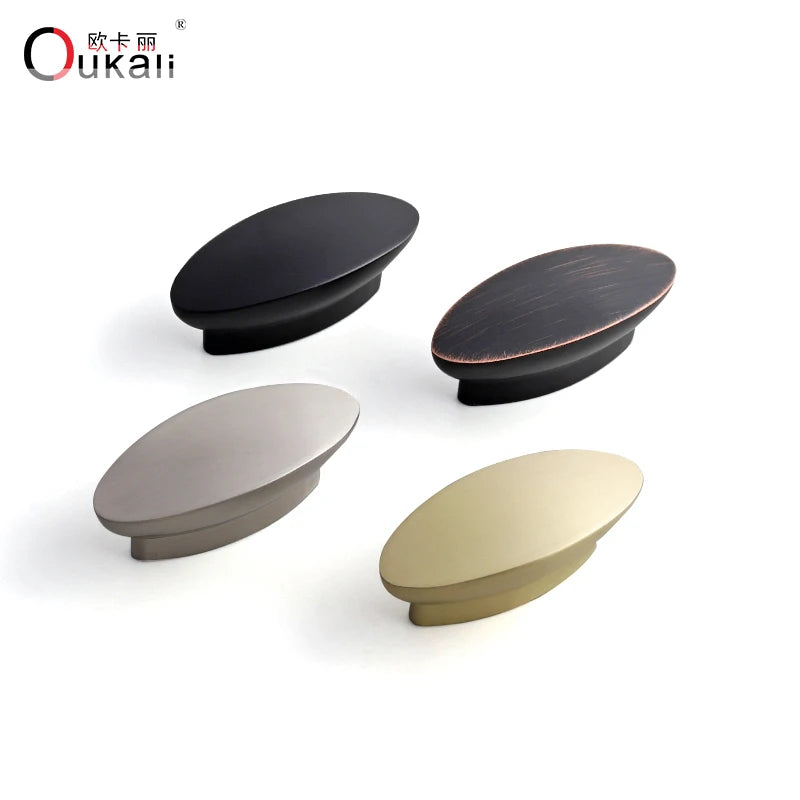 Wholesale OUKALI Modern Zinc Alloy Ceramic Gold Brushed Furniture Handles & Knobs for Kitchen Cabinets Dressers Hotel Use