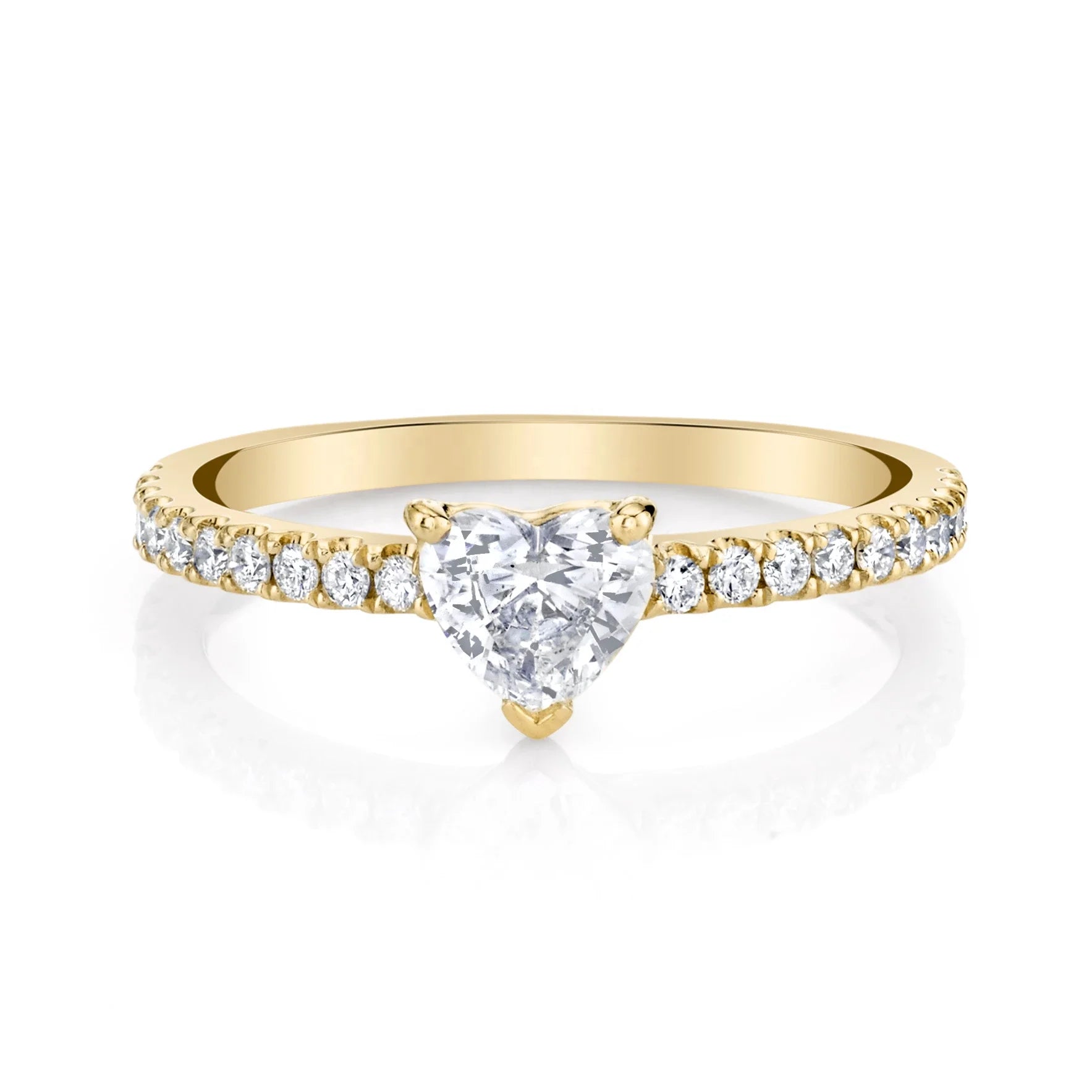Gemnel Dainty 925 Sterling Silver 0.1 Micron 1 Carat Moissanite Heart Engagement Band Wedding Ring