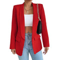 New Lady Solid Slim Casual Suit Top Spring Autumn Fashion Jacket Lapel Collar Open Stitch Women Blazer Top