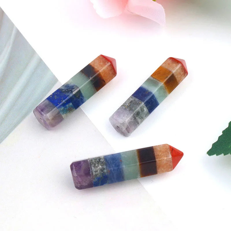 DIY DIY Hot Healing 7 Chakra Stones Pendant Reiki Energy Gemstone Crystal Hexagonal Divination Pendulum Pendant Christmas Jewelry
