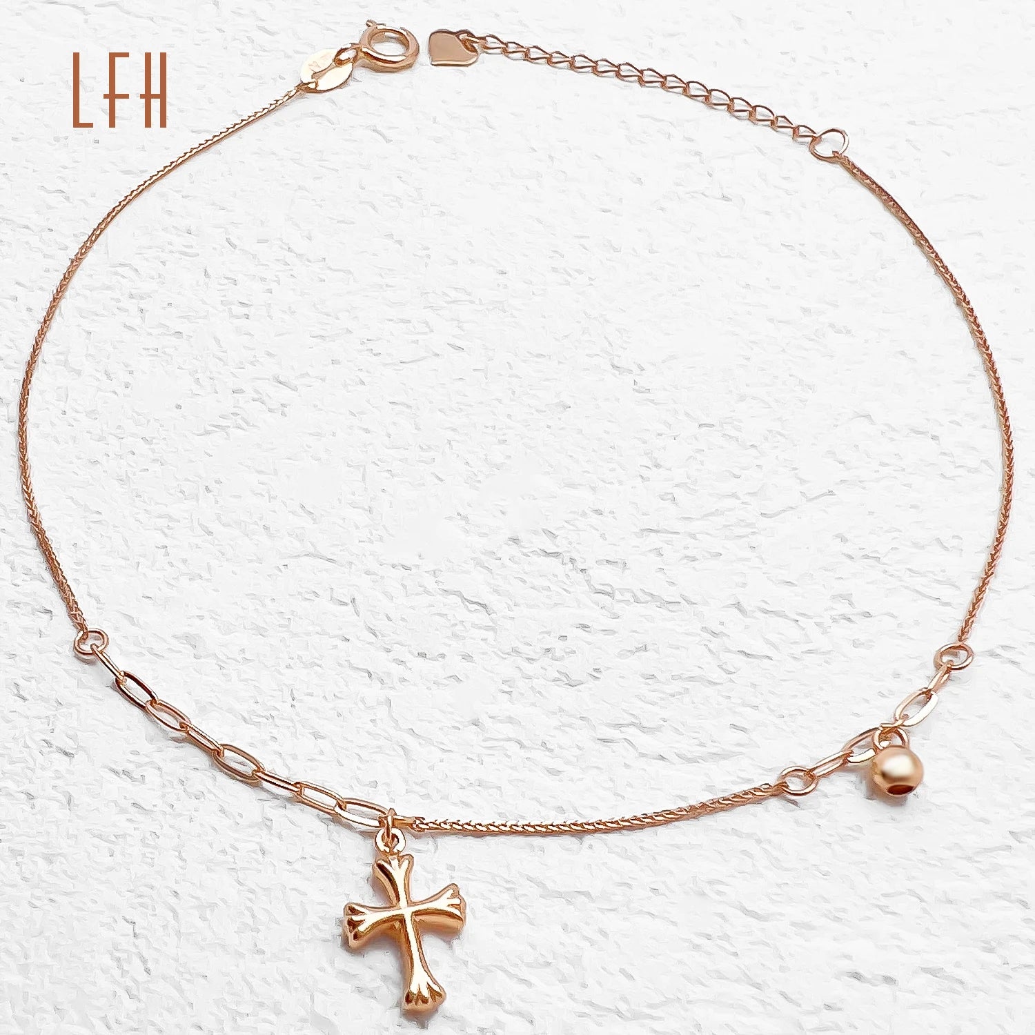 Wholesale Hot Sale Rose Gold Multi Cross Charms Pendant Dangling Link Chain Bracelet 18k Real Gold Jewelry Cross Bracelet