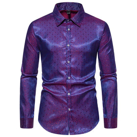 RNSHANGER New Men's Jacquard Shirts Casual Hip Hop Trend Long Sleeve Office Wear Business Shirt Fit Designer for Men Shirt