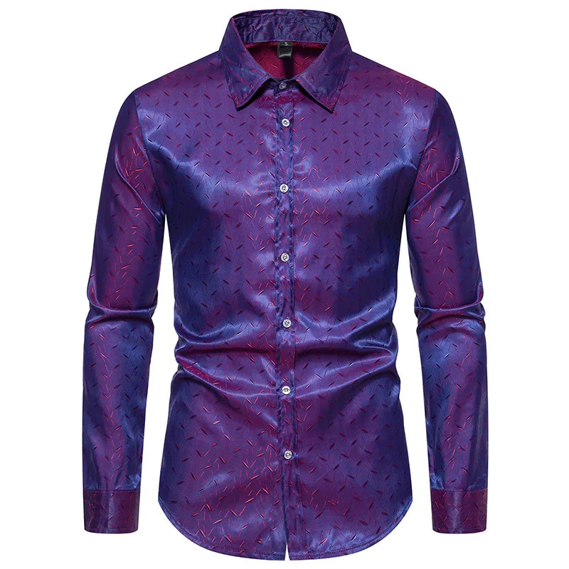 RNSHANGER New Men's Jacquard Shirts Casual Hip Hop Trend Long Sleeve Office Wear Business Shirt Fit Designer for Men Shirt