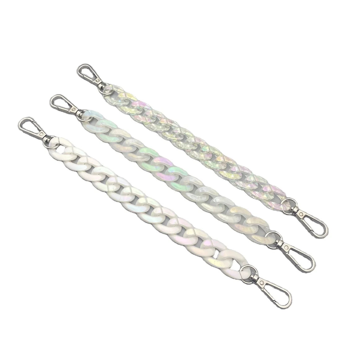 Resin Circular Bag Chain Clear AB Color White U Shape Acrylic Chain Pearl White Laser Link Handle Handbag Accessories