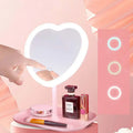 Heart Shape LED Vanity Mirror Detachable Makeup Mirror Travel Cosmetic Mirror with LED Lights for Valentine's Day Gift Birthday