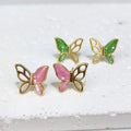 S925 Sterling Silver 18k Gold Plated Women's Stud Earrings Natural Sea Shell butterfly Shape Earrings Colorful for Girls Gift