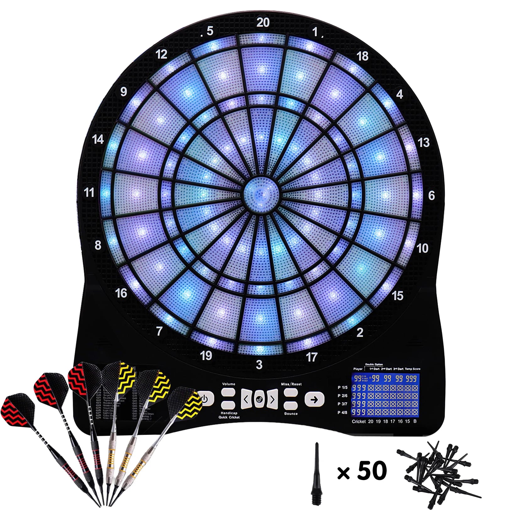 Win.max Plastic Electronic Dartboard LED Display with 6 Darts 50 Extra Tips 48 Games with 315 Variations