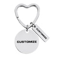 Custom Engraved Stainless Steel Heart Rectangular Key Ring Engraving Rose Gold 18K Gold Black Dog Tag Promotional Gift Key Chain