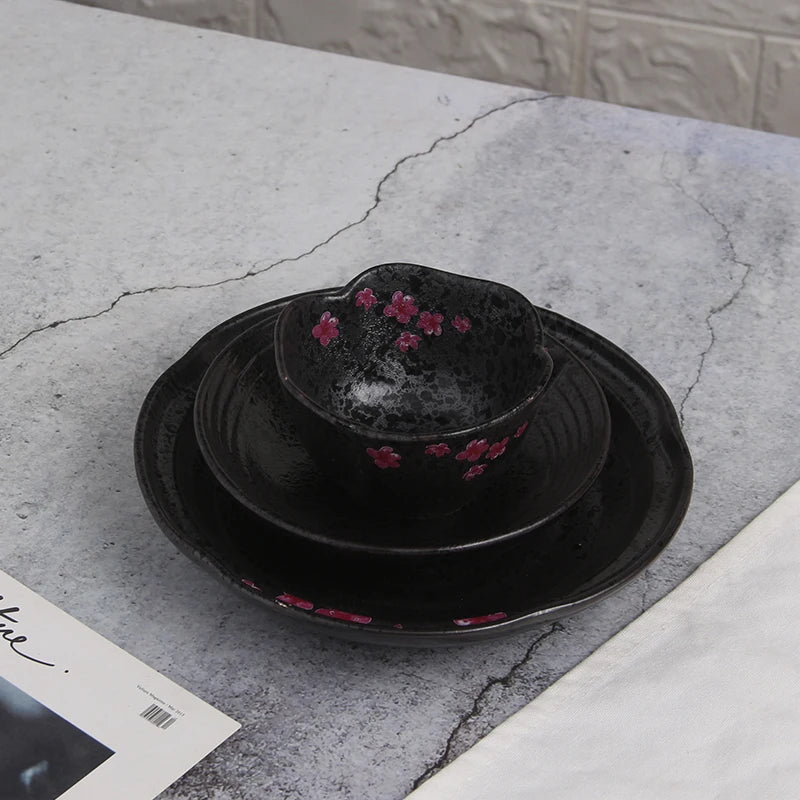 Japanese Style Eco-Friendly Dinner Plates Sets Dinnerware Porcelain Matte Ceramic Dishes Bowl