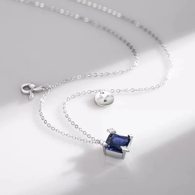 New 925 Sterling Silver Zodiac Birthstone Color Cz Pendant Women Necklace Jewelry
