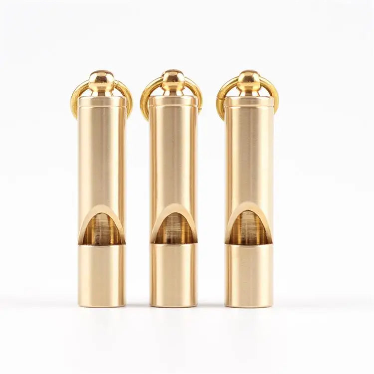 Vintage Brass Whistle Manual Pure Brass Whistle Survival Whistle Key Ring Pendant Outdoor Articles EDC Tools
