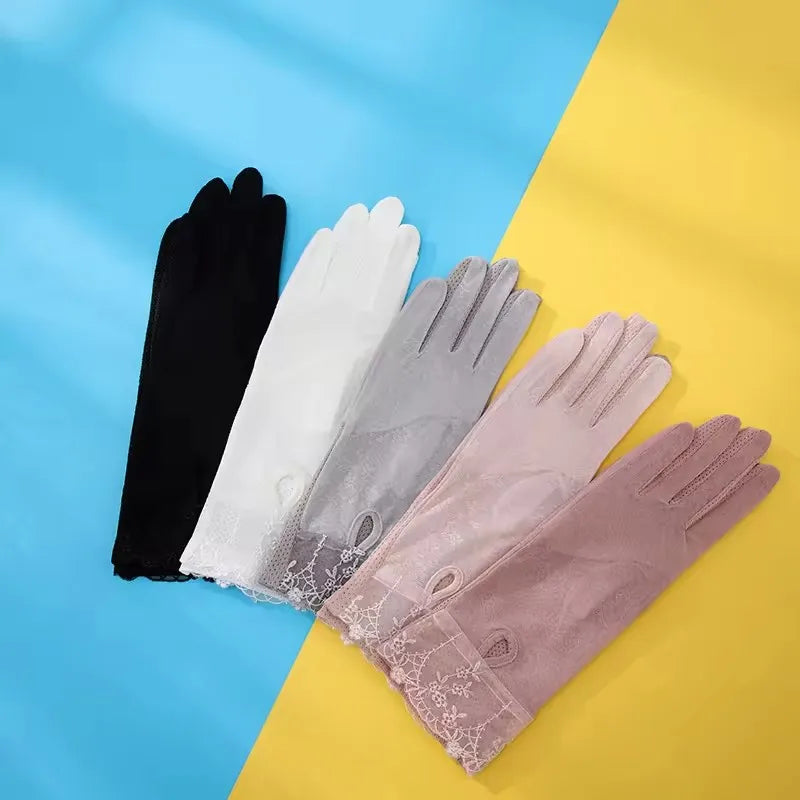 Wholesale Anti-sun Touchscreen Breathable Outdoor Lace Riding Driving Gloves for Women