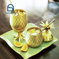 Heat Insulation Stainless Steel Pineapple Cup Moscow Mule Cups Pineapple Copper Cup Vodka Mule Copper Mug  With Lid Beer Mug