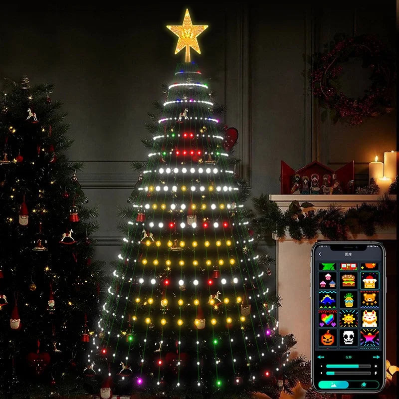 Northyle APP Intelligent LED Christmas Tree Light RGB Point Control Indoor String Lights 1.5m IP44 Rated Dimmable DIY Atmosphere