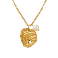 Stainless Steel Water Resistant Jewelry Irregularity Texture Baroque Pendant Natural Freshwater Pearl Necklace Wholesale