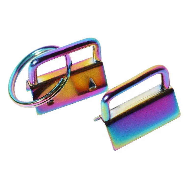 Hot Key Fob Metal Accessories Clips Wholesale rainbow Color Keychain Buckle Rings for Braid Strap