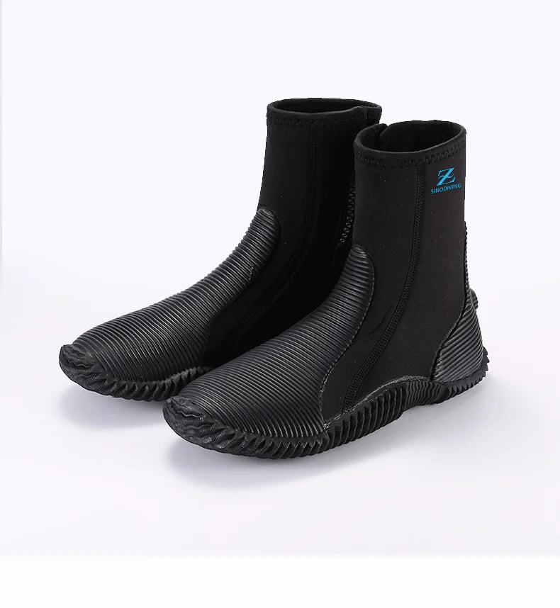Sinodiving Premium 5mm Neoprene Wetsuit Diving Shoes Waterproof Swimming Boots for Men and Women Black Color
