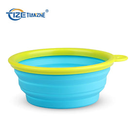 Custom LOGO Foldable Silicone Pet Water Bowl Collapsible Travel Dog Bowl Dog Food Bowl