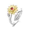 Rotatable Yellow Sunflower Rotating Ring Fashion Jewelry Adjustable Spinner Spin Spinning Fidget Rings for Anxiety