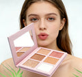 Highly Pigmented Pressed Powder Highlighter Palette Face Makeup Buildable Shimmer for Cheekbones & Eyes
