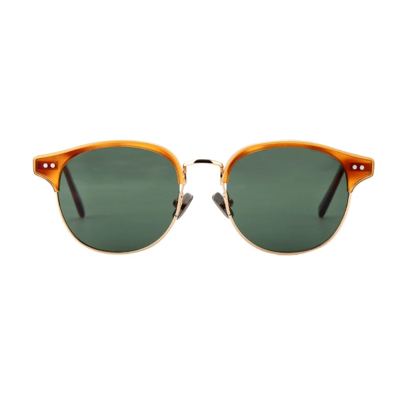 Designer Mazzucchelli Brand Luxury Round Sun Glasses for Women/Men Acetate Gafas De Sol UV400 Gold Coffee Gray Frames Tac Lenses