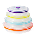4 PCS Round Food Grade Food Storage Containers Foldable Box Bowl Collapsible Lunch Box Silicone Bento Box for Kids