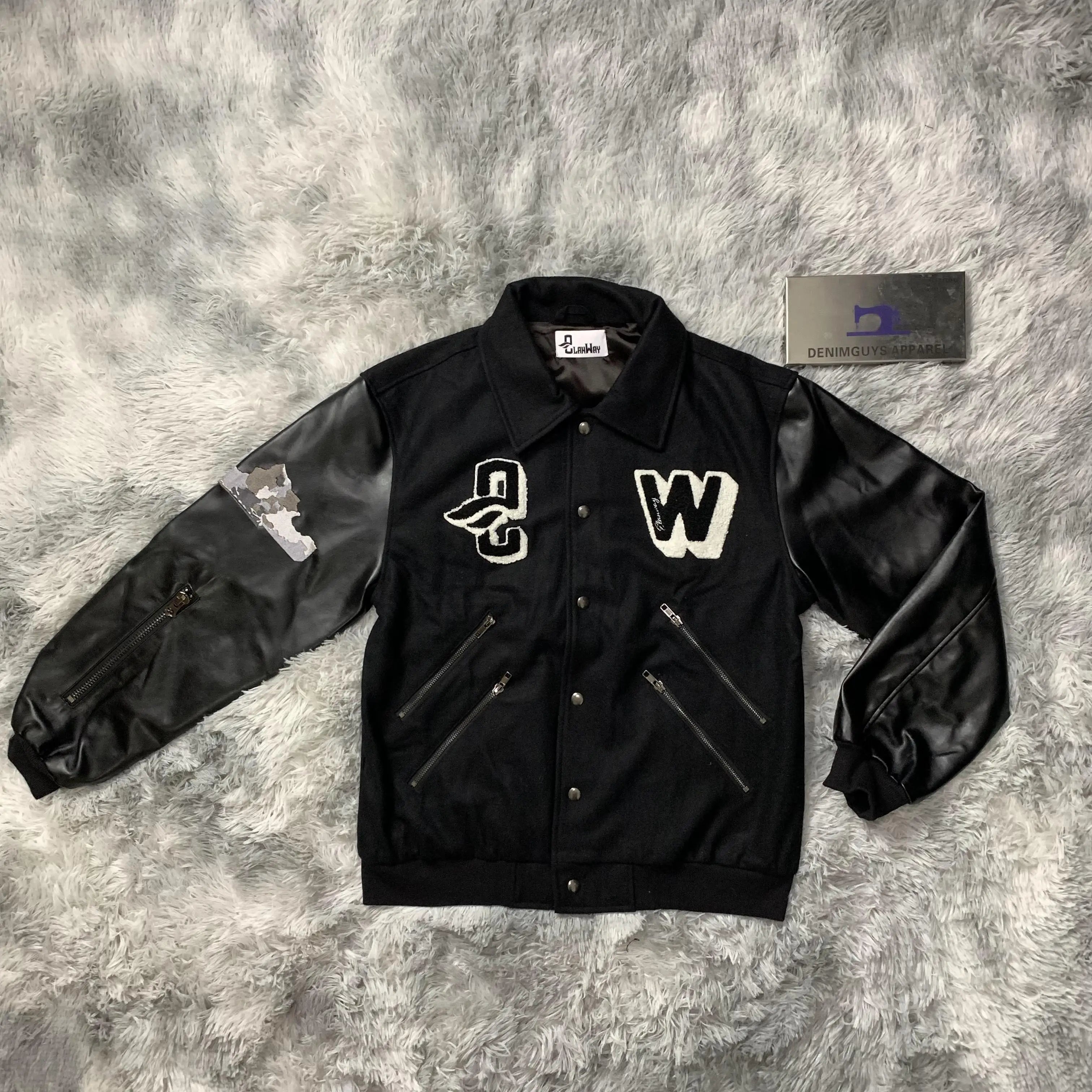 DENIMGUYS Custom Embroidered Chenille Logo Patches Wool Letterman Baseball College Varsity Jacket
