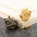 Brass Door Handle Lucky Lion Dance Head Cupboard Door Handle Creative Animal Hook