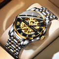 BINBOND B6020 Luxury Fully Automatic Men's Watches Hollowed Out Big Dial Transparent Back Male Clock Mechanical Wristwatch Reloj