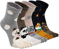 Cute Animal Novelty 5-Toe Durable Breathable Running Ankle Socks for Women Cotton Thin Winter