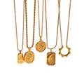 G2009 Vintage French Jewelry Twist Chain Gold Plated Chain Stars Moon Sun Pendant Stainless Steel Necklace for Women